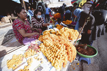 marigold flowers in a market in Tibet