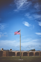 American flag in an old fort 