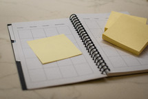 Notebook planner with sticky notes