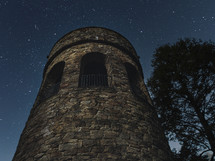 Castle tower under the stars 