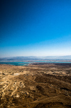 desert landscape and sea in the holy land 