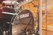 drum set drum cage and mic for worship drummer