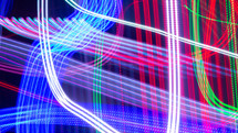 colorful led lights in a long motion blur exposure leak