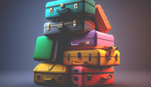 Stack of colorful suitcases