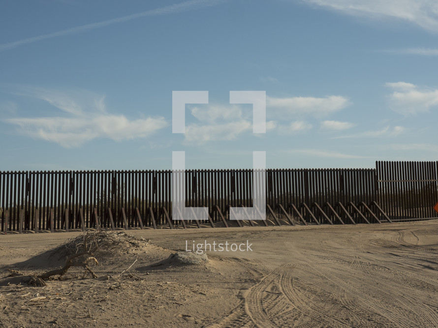The fence at the US - Mexico border