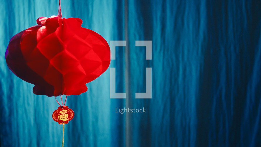 Chinese new year background with red lantern and copy space