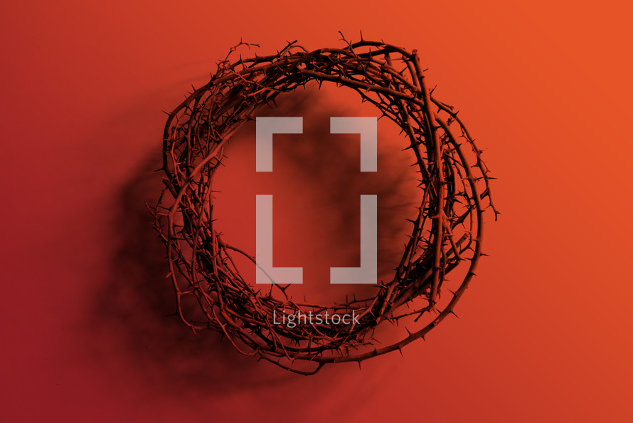 red background with crown of thorns 