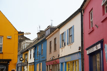 row of colorful buildings 