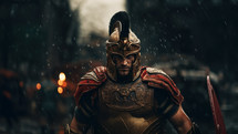 Portrait of a Roman centurion in the battlefield.