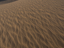 Close up of sand ripples on a desert dune