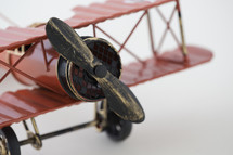 vintage toy airplane on a white background 