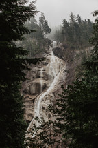 misty waterfall
