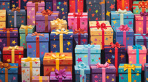 Background full of colorful gifts. 