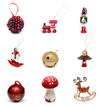Christmas ornaments, Christmas, pattern, background, red, mushroom, rocking horse, reindeer, bell, angel, train, nutcracker, ball 