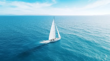 Sailboat in the blue ocean water.