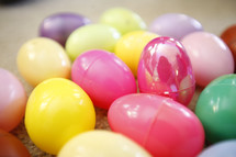 A bunch of colored Easter eggs