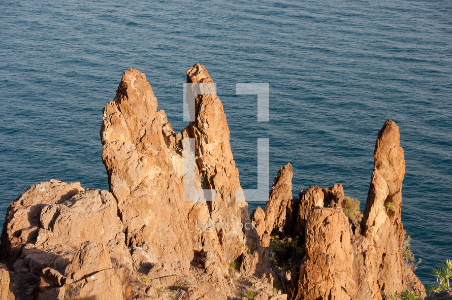 red rocks on a shore in Teneriffa, Spain 