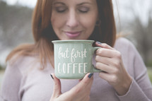 Woman Savoring Morning Coffee Aroma