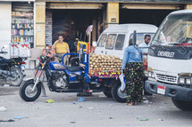 vendor on a motorcycle cart on the streets of Egypt 