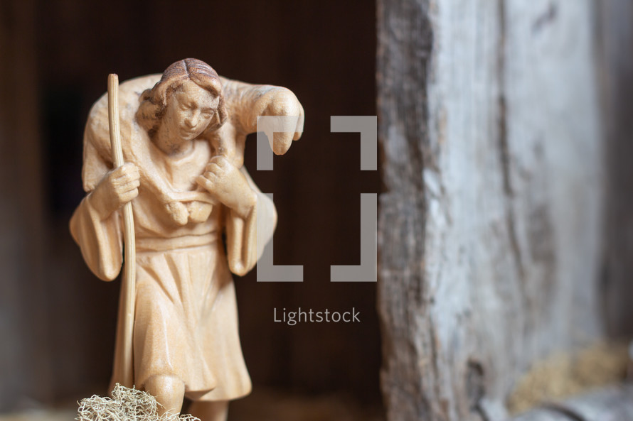 wooden shepherd figurine 
