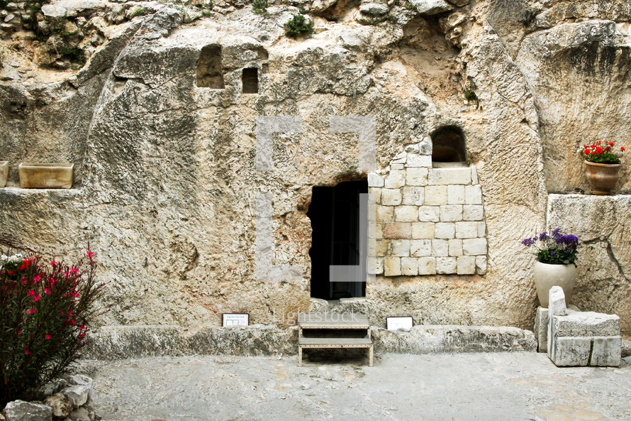 The empty Garden Tomb in Jerusalem.