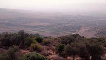 Drone footage overlooking the countryside in Israel.