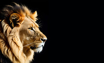 Generative AI image of a Majestic Lion on a Black Background