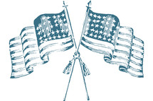 American flags in blue 