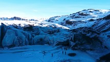 Panoramic View Of A Snowy Glacier In Iceland