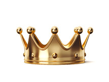 A Simple Golden Crown Isolated on a White Background