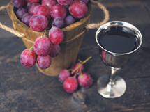 red grapes and wine 