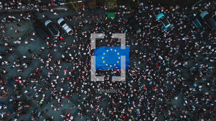 manifest with eu flag aerial view	
