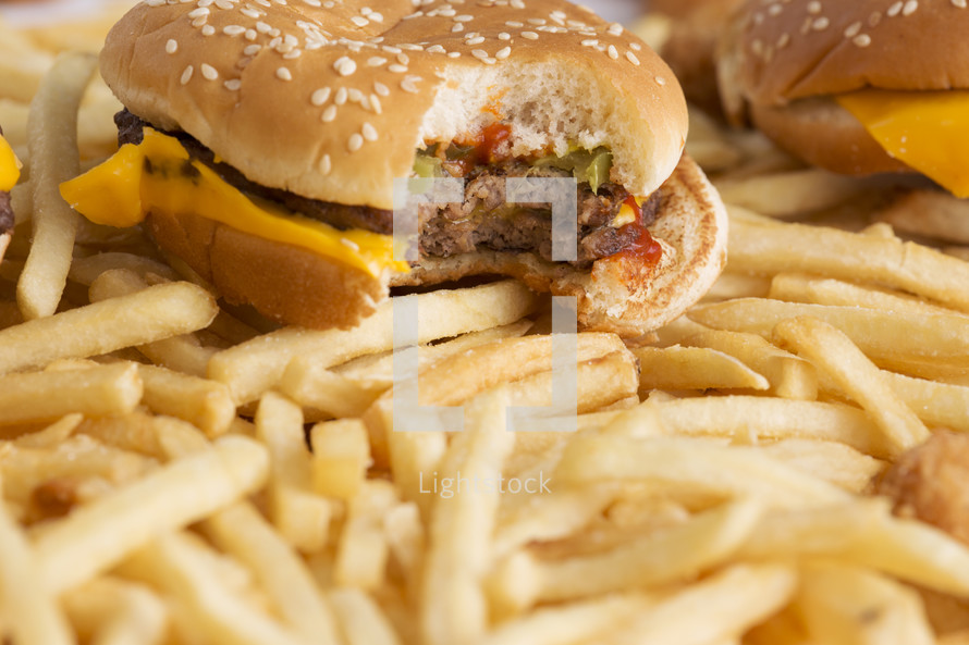 hamburger and french fries 