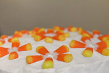 candy corn on a cake 