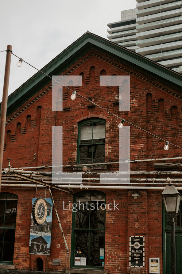 Brick industrial building in the Distillery District in Toronto, Canada.