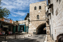 mini market and street tunnel in Jerusalem 