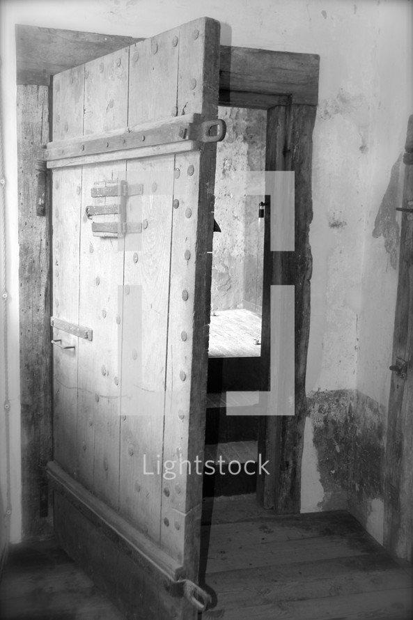 an old open wood door 