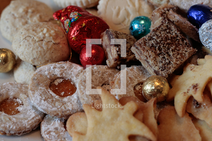 Christmas cookies and Christmas ornaments 