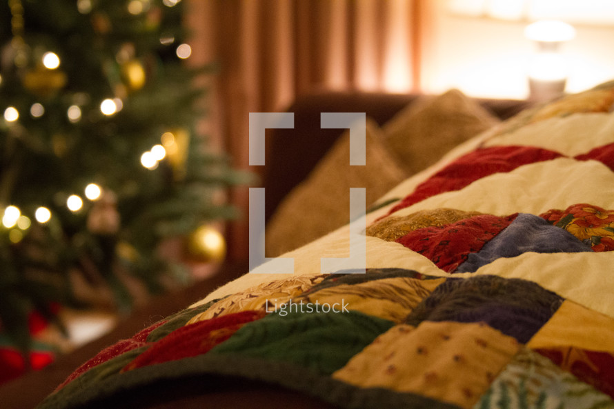 Christmas quilt and Christmas tree 