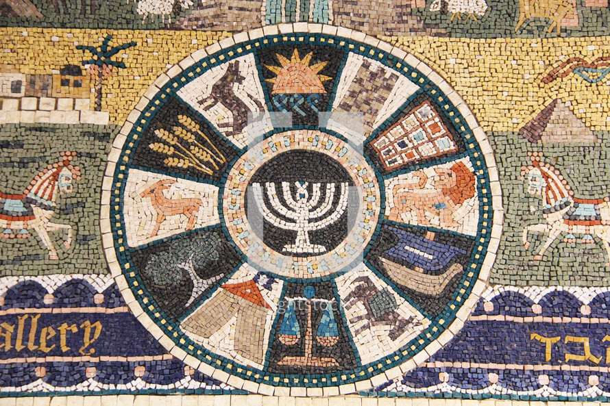 Mosaic of the Symbols of the Twelve Tribes of Israel 