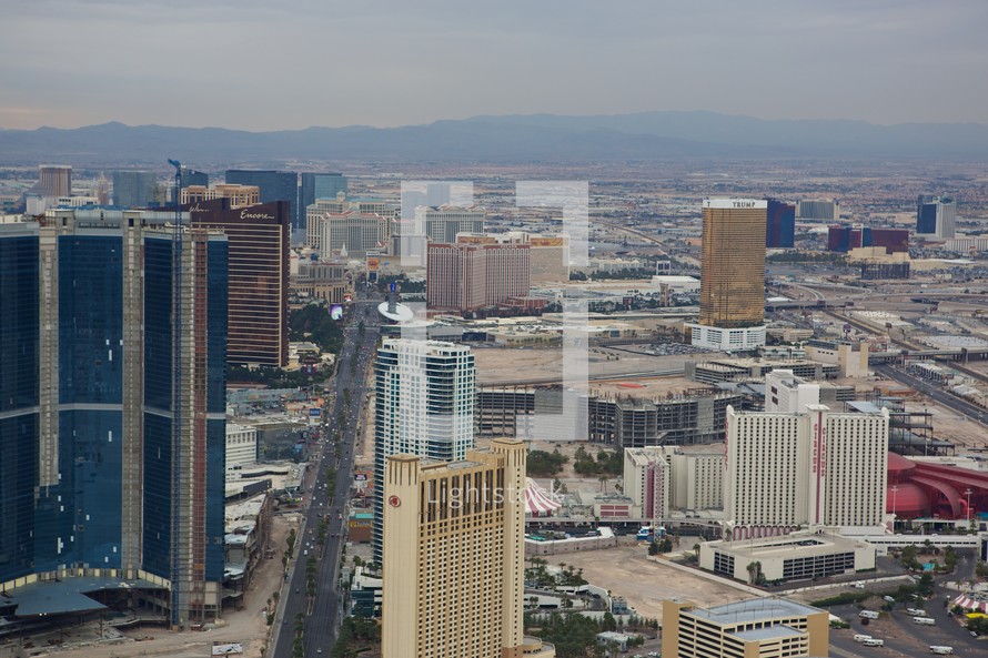 Casinos and hotels on the Vegas strip