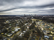 aerial view over the suburbs 