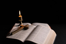 Bible and candlelight