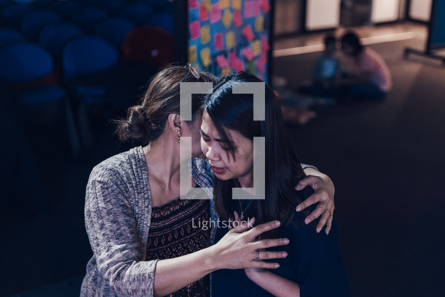 healing hugs during a worship service 