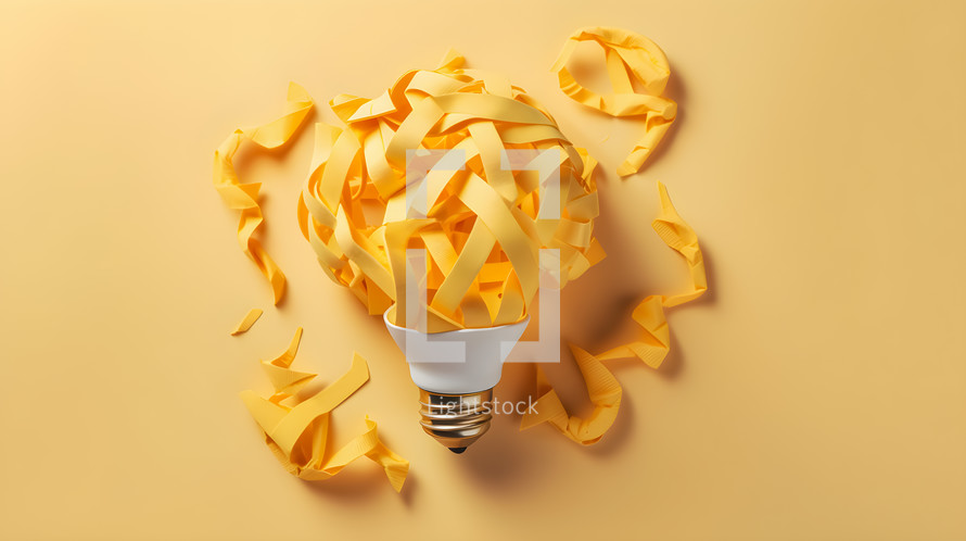 Yellow paper lightbulb idea