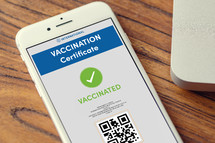 vaccination certificate on a cellphone 