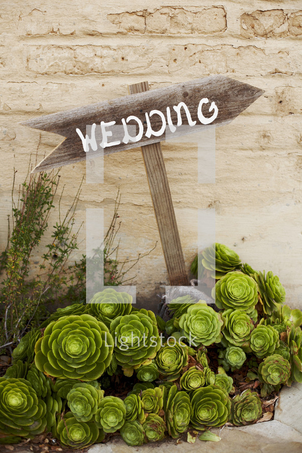 wedding sign pointing the way