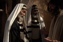 Chief priests in biblical times talking to Jesus 