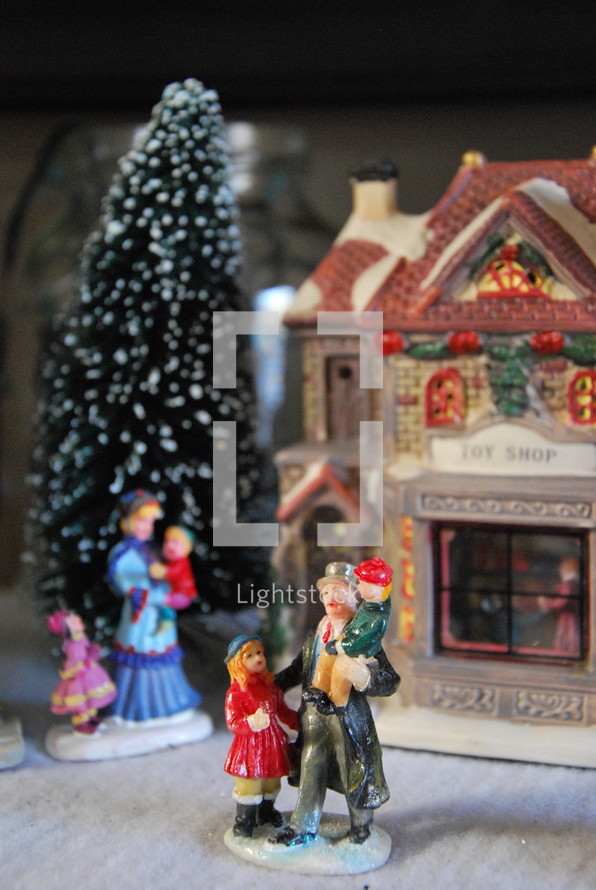 winter Christmas village figurines 