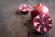 pomegranate on a wood background 